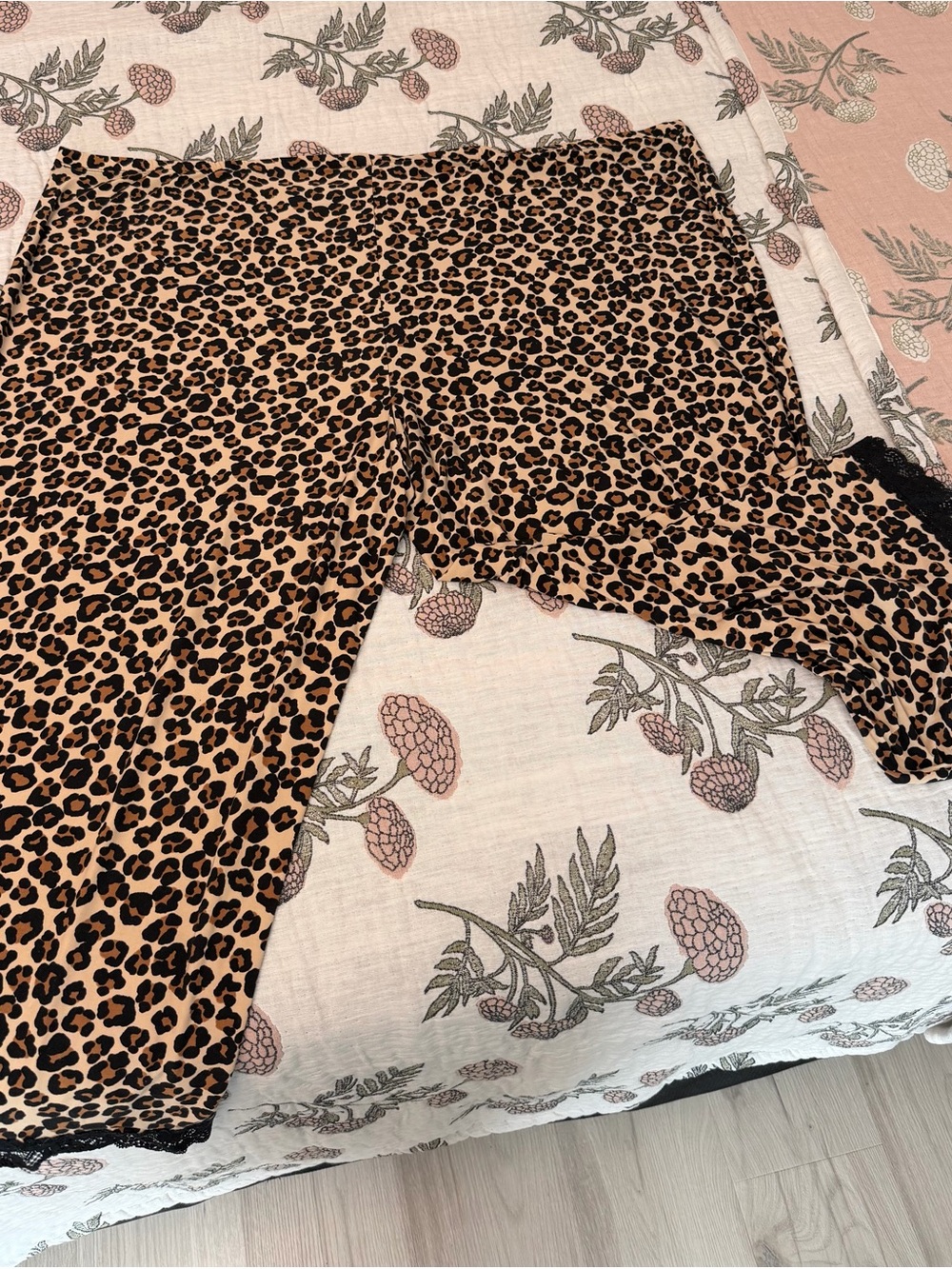 George Leopard Print Satin Sleep Pants - Beige and Black